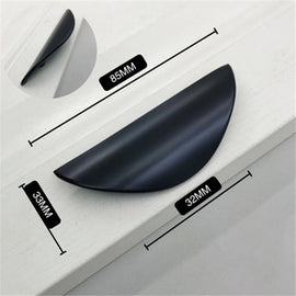 Flat Back Mount Finger Edge Pulls，Black Half Moon Zinc Alloy Concealed Handle for Home Kitchen Door Drawer Cabinet