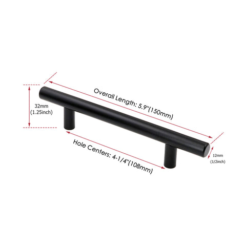 4.25 INCH(Center To Center) MATTE BLACK CABINET PULLS (4.25