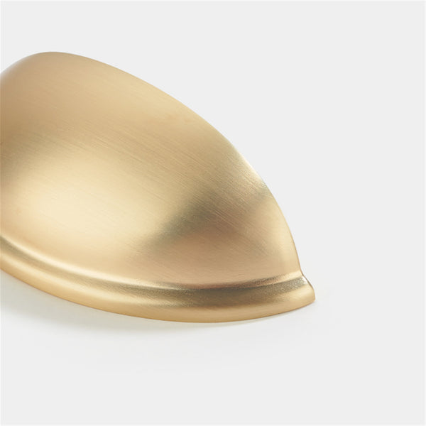 Brushed Brass Cabinet Hardware Bin Cup Drawer Handle Pulls - 3" Inch (76mm) Hole Centers