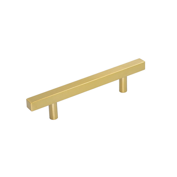 Brushed Brass Modern Cabinet Hardware Handle Pulls - 4" Inch (102mm) Hole Centers