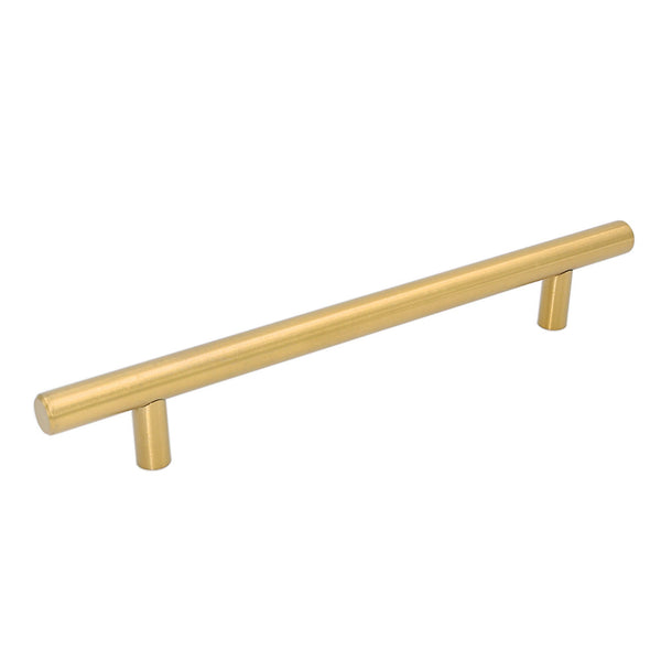 Brushed Brass Cabinet Pulls，Stainless Steel Drawer Handles，7-1/2" Hole Center Drawer Pulls and Door Knobs for Furniture Kitchen Hardware