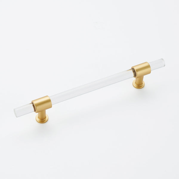 3 inch(C-C) Brushed Brass Cabinet Pulls Arcylic Drawer Pulls (76mm，Hole Center)