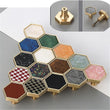 1.18"(30mm) Brushed Brass Knobs, Solid Modern Drawer Knobs Hexagon Knobs for Home, Kitchen, Bathroom, Office and More